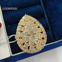 Load image into Gallery viewer, LUOWEND 18K White or Yellow Gold Natural Diamond Ring for Women

