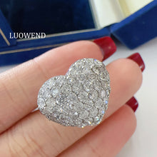 Load image into Gallery viewer, LUOWEND 18K White Gold Natural Diamond Ring for Women
