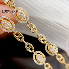 Load image into Gallery viewer, LUOWEND 18K White or Yellow Gold Real Natural Diamond Bracelet for Women
