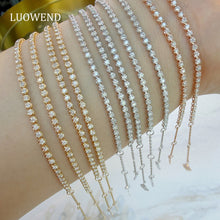 Load image into Gallery viewer, LUOWEND 18K White/Yellow/Rose Gold Classic Design Real Natural Diamond Bracelet for Women
