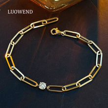 Load image into Gallery viewer, LUOWEND 18K Yellow Gold Fine Jewelry Real Natural Diamond Bracelet for Women
