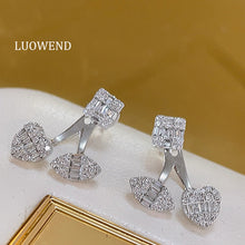 Load image into Gallery viewer, LUOWEND 18K White Gold Natural Diamond Stud Earrings for Women
