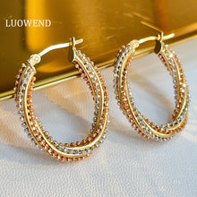 Load image into Gallery viewer, 18K White&amp;Yellow&amp;Rose Gold Hoop Earrings for Women
