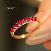 Load image into Gallery viewer, LUOWEND 18K Yellow Gold Natural Ruby Ring for Women
