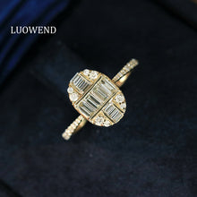 Load image into Gallery viewer, LUOWEND 18K White/Yellow Gold Natural Diamond Ring for Women
