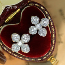 Load image into Gallery viewer, LUOWEND 18K White Gold Real Natural Diamond Stud Earrings for Women
