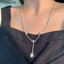 Load image into Gallery viewer, LUOWEND 18K White Gold Natural Diamond Necklace for Women
