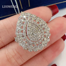 Load image into Gallery viewer, LUOWEND 18K Yellow Gold Natural Diamond Ring for Women
