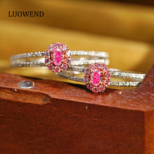 Load image into Gallery viewer, LUOWEND 18K White Gold Real Natural Pink Diamond Ring for Women
