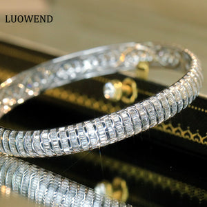 LUOWEND 18K White Gold Real Natural Bracelet for Women