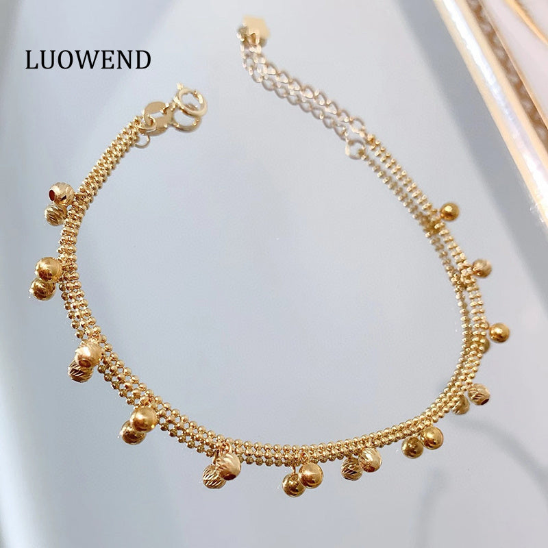 LUOWEND 18K Yellow Gold Party Bracelet for Women