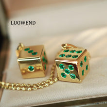 Load image into Gallery viewer, LUOWEND 18K Yellow Gold Fine Jewelry Natural Emerald Pendant for Women
