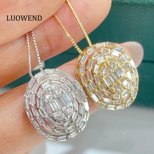 Load image into Gallery viewer, LUOWEND 18K White or Yellow Gold Natural Diamond Necklace for Women
