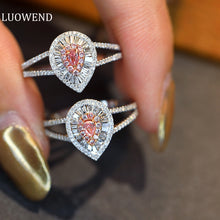 Load image into Gallery viewer, LUOWEND 18K White Gold Real Natural Pink Diamond Ring for Women
