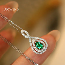Load image into Gallery viewer, LUOWEND 18K Yellow Gold Natural Emerald Pendant for Women
