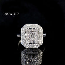 Load image into Gallery viewer, LUOWEND 18K White Gold Real Natural Diamond Ring&amp;Earrings&amp;Necklace for Women
