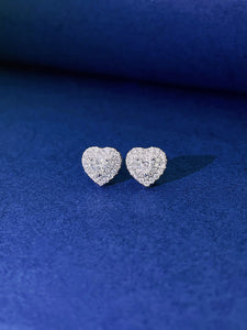 LUOWEND 18K White Gold Real Natural Diamond Stud Earrings for Women