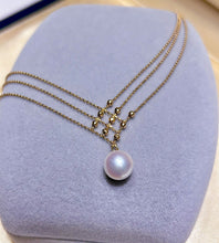 Load image into Gallery viewer, LUOWEND 18K Yellow Gold Real Natural Akoya Pearl Necklace for Women
