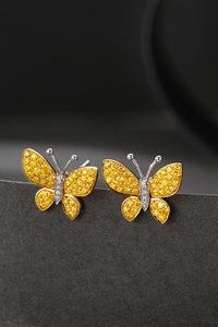 LUOWEND 18K Yellow Gold Real Natural Yellow Diamond Stud Earrings for Women