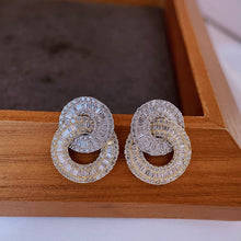 Load image into Gallery viewer, LUOWEND 18K White and Yellow Gold Real Natural Diamond Stud Earrings for Women

