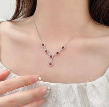Load image into Gallery viewer, LUOWEND 18K White Gold Real Natural Ruby and Diamond Gemstone Necklace for Women

