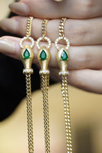 Load image into Gallery viewer, LUOWEND 18K Yellow Gold Real Natural Emerald and Diamond Gemstone Bracelet for Women
