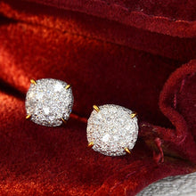 Load image into Gallery viewer, LUOWEND 18K White and Yellow Gold Real Natural Diamond Stud Earrings for Women
