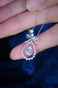 LUOWEND 18K White Gold Real Natural Diamond Pendant Necklace for Women