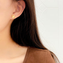 Load image into Gallery viewer, LUOWEND 18K Yellow Gold Real Natural Diamond Stud Earrings for Women
