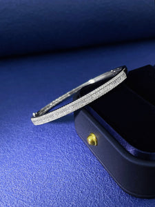 LUOWEND 18K White Gold Real Natural Diamond Bracelet for Women