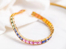 Load image into Gallery viewer, LUOWEND 18K Rose Gold Real Natural Aquamarine and Diamond Bracelet for Women
