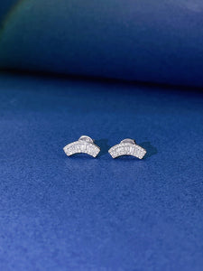 LUOWEND 18K White Gold Real Natural Diamond Stud Earrings for Women