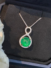 Load image into Gallery viewer, LUOWEND 18K White Gold Real Natural Emerald Gemstone Necklace for Women
