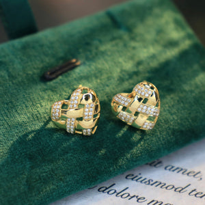 LUOWEND 18K Yellow Gold Real Natural Diamond Stud Earrings for Women