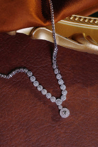LUOWEND 18K White Gold Real Natural Diamond Necklace for Women