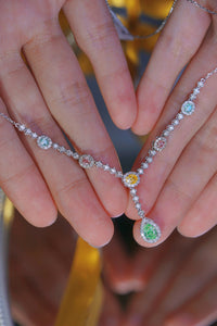 LUOWEND 18K White Gold Real Natural Diamond Necklace for Women