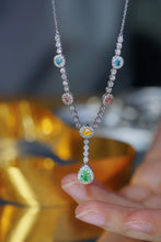 Load image into Gallery viewer, LUOWEND 18K White Gold Real Natural Diamond Necklace for Women
