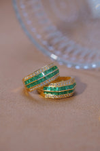 Load image into Gallery viewer, LUOWEND 18K Yellow Gold Real Natural Diamond Natural Emerald Ring for Women
