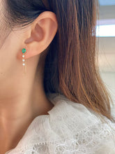 Load image into Gallery viewer, LUOWEND 18K Yellow Gold Fine Jewelry Real Natural Emerald Earrings for Women
