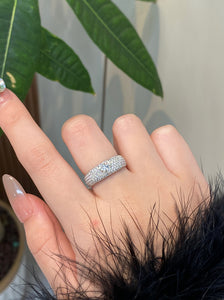 LUOWEND 18K White Gold Natural Diamond Ring for Women