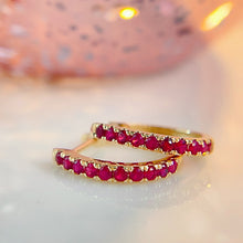 Load image into Gallery viewer, LUOWEND 18K White/Yellow/Rose Gold Fine Jewelry Real Natural Ruby Earrings for Women
