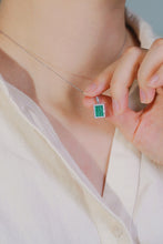 Load image into Gallery viewer, LUOWEND 18K White Gold Real Natural Diamond and Emerald Necklace for Women
