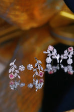 Load image into Gallery viewer, LUOWEND 18K White Gold Real Natural Pink Diamond Earrings for Women
