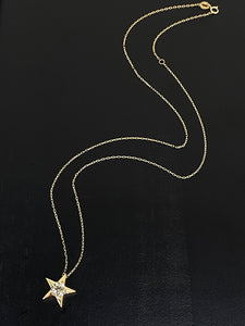 LUOWEND 18K Yellow Gold Natural Diamond Necklace for Women