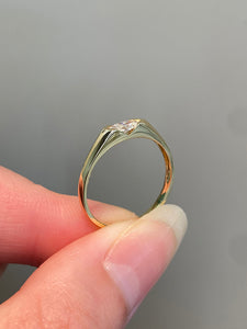 LUOWEND 18K Yellow Gold Natural Diamond Ring for Women