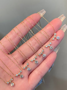 LUOWEND 18K Yellow Gold Natural Diamond Necklace for Women