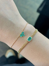Load image into Gallery viewer, LUOWEND 18K Yellow Gold Fine Jewelry Real Natural Emerald Bracelet for Women
