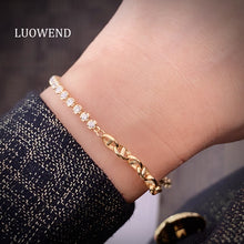 Load image into Gallery viewer, LUOWEND 18K Yellow Gold Fine Jewelry Real Natural Diamond Bracelet for Women
