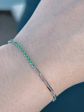 Load image into Gallery viewer, LUOWEND 18K White Gold Fine Jewelry Natural Tsavorite Bracelet for Women

