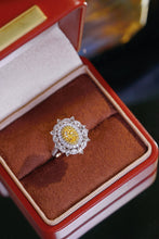 Load image into Gallery viewer, LUOWEND 18K White Gold Natural Yellow Diamond Ring for Women
